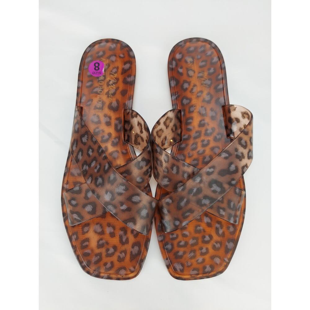 Matisse Mobwife Anthropologie Villa Animal Print Jelly Slip On Sandals 8 NEW